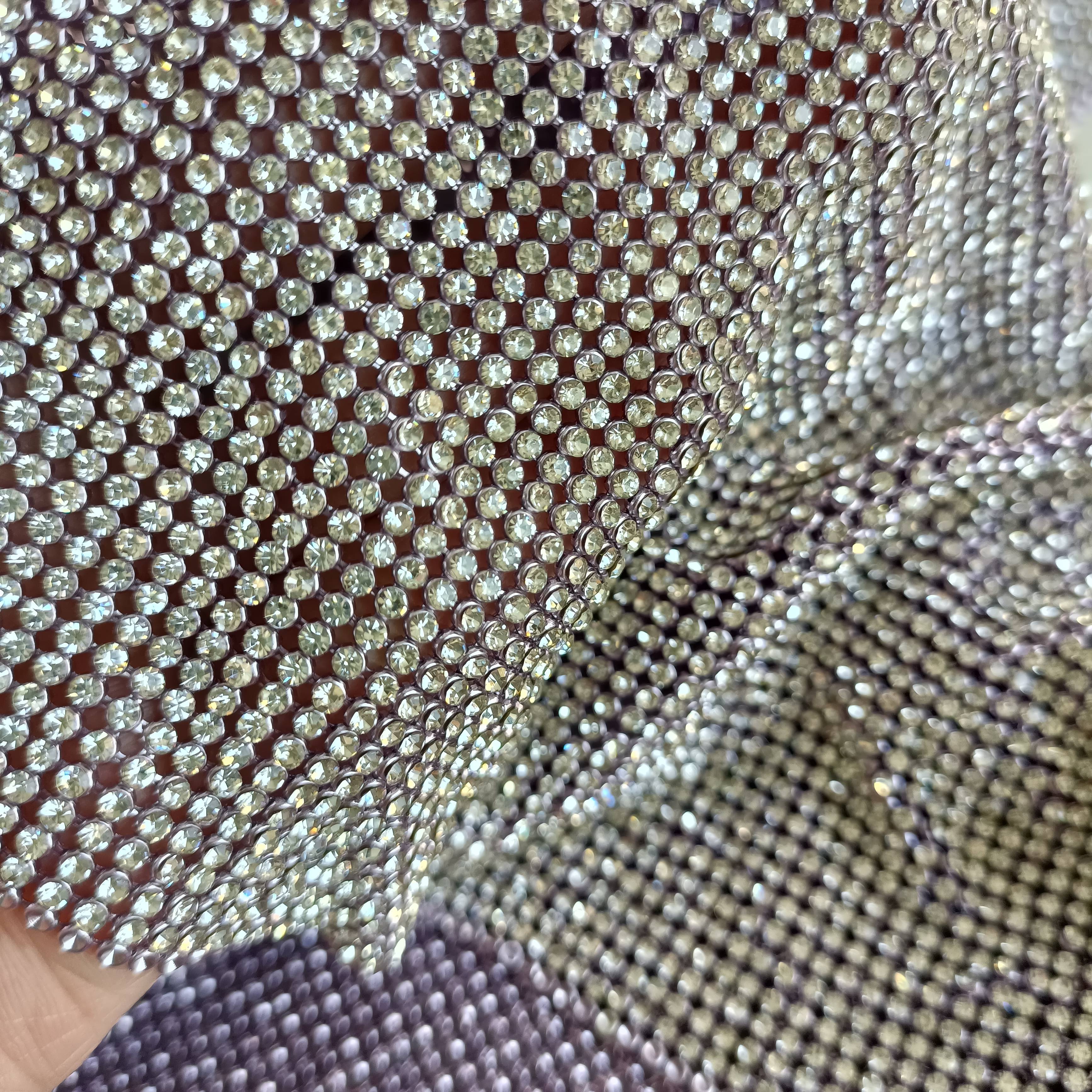 silver swarovski crystal mesh fabric