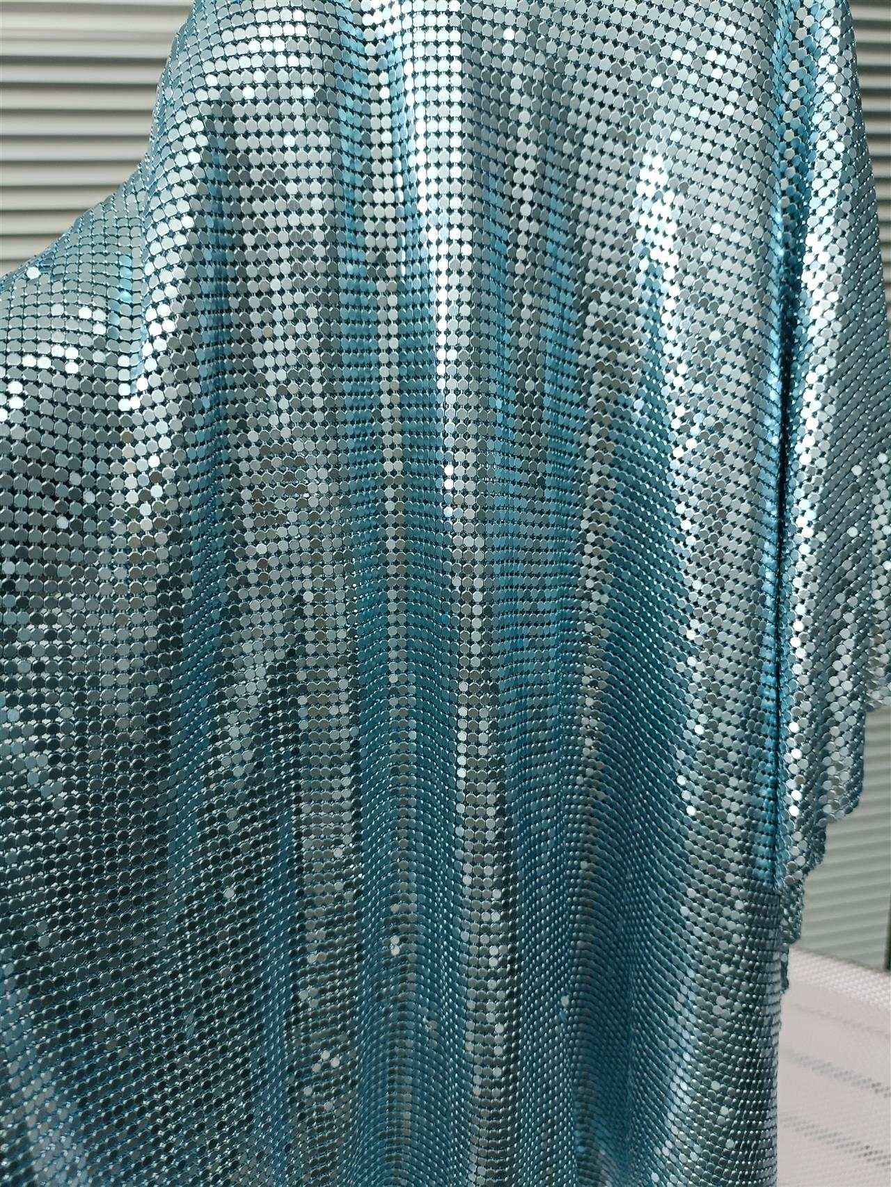 Rhinestone Aluminum Scale Mesh Fabric, Blue Moon Fabrics