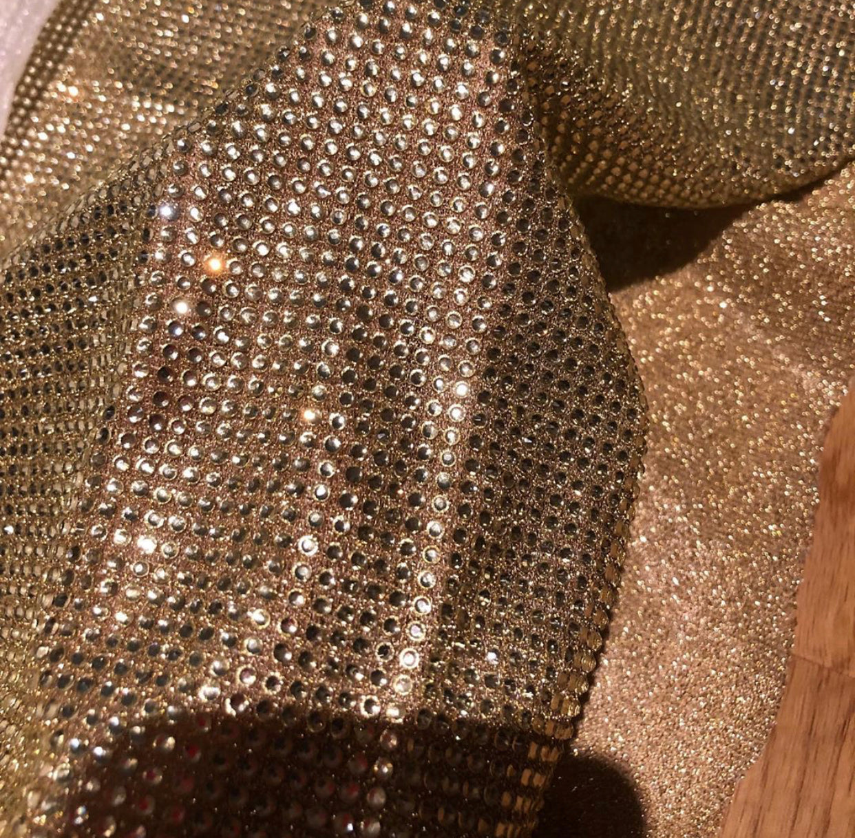 lurex fabric with swarovski topaz crystals