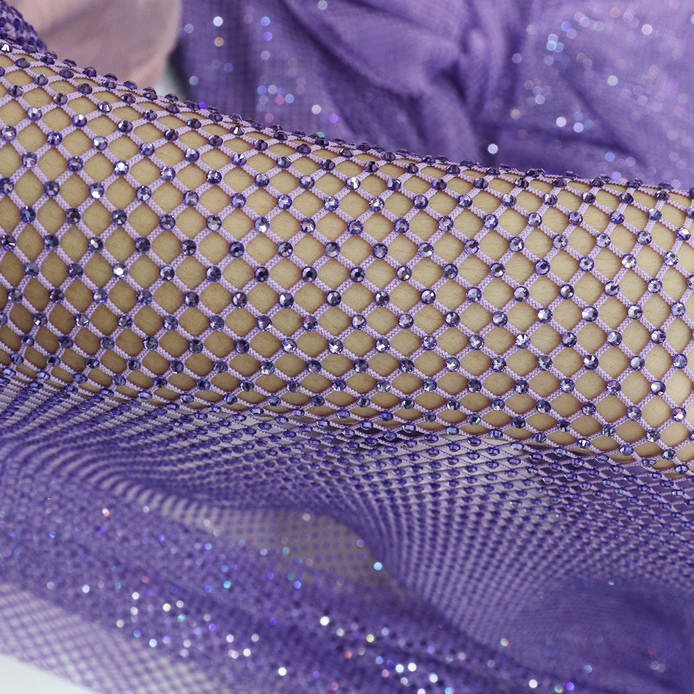 light violet swarovski crystal mesh fabric