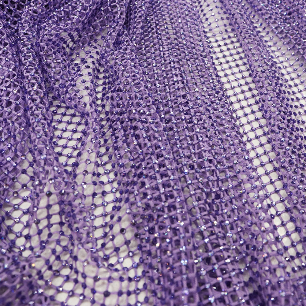 light violet swarovski crystal mesh fabric