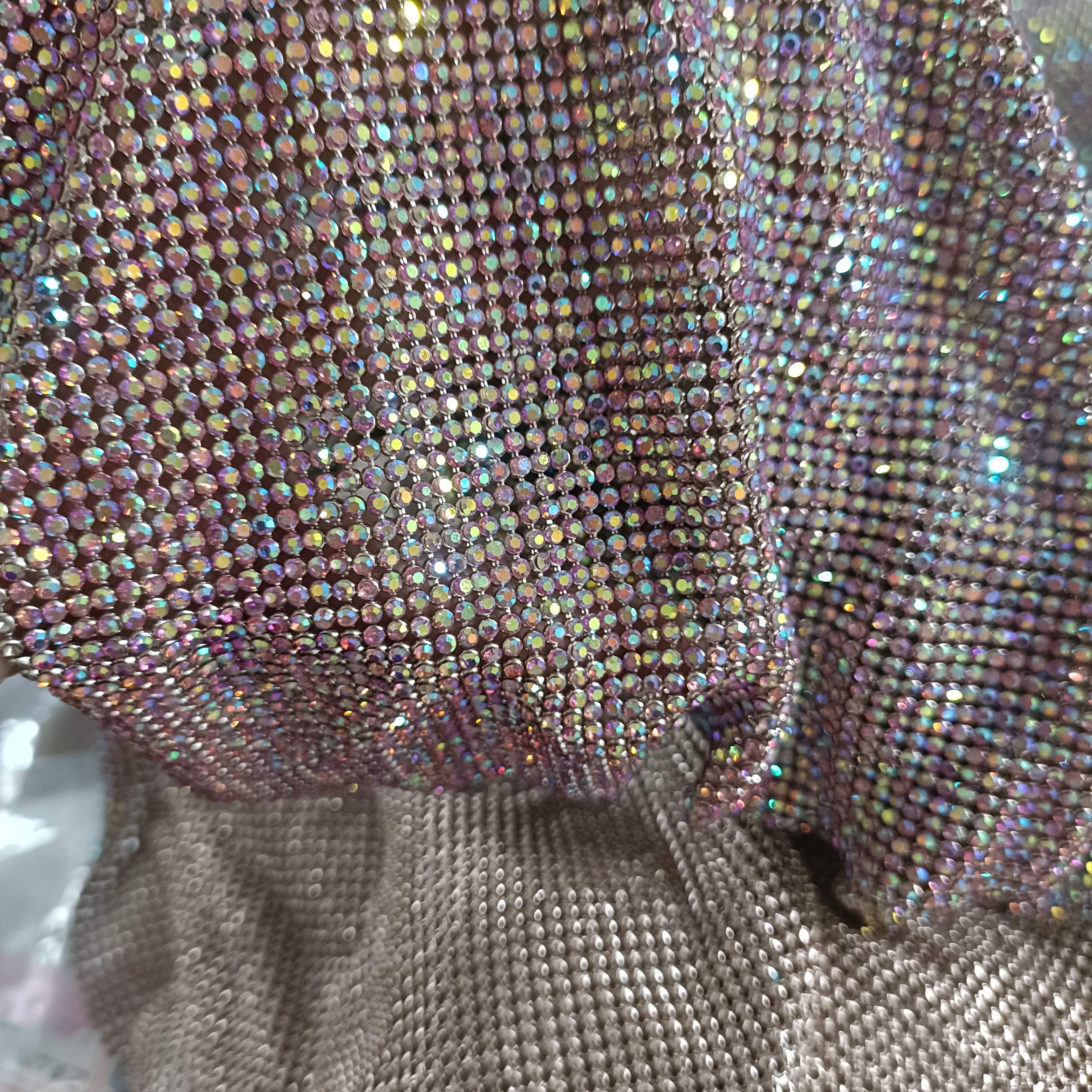 lt rose ab crystal mesh chainmail swarovski fabric