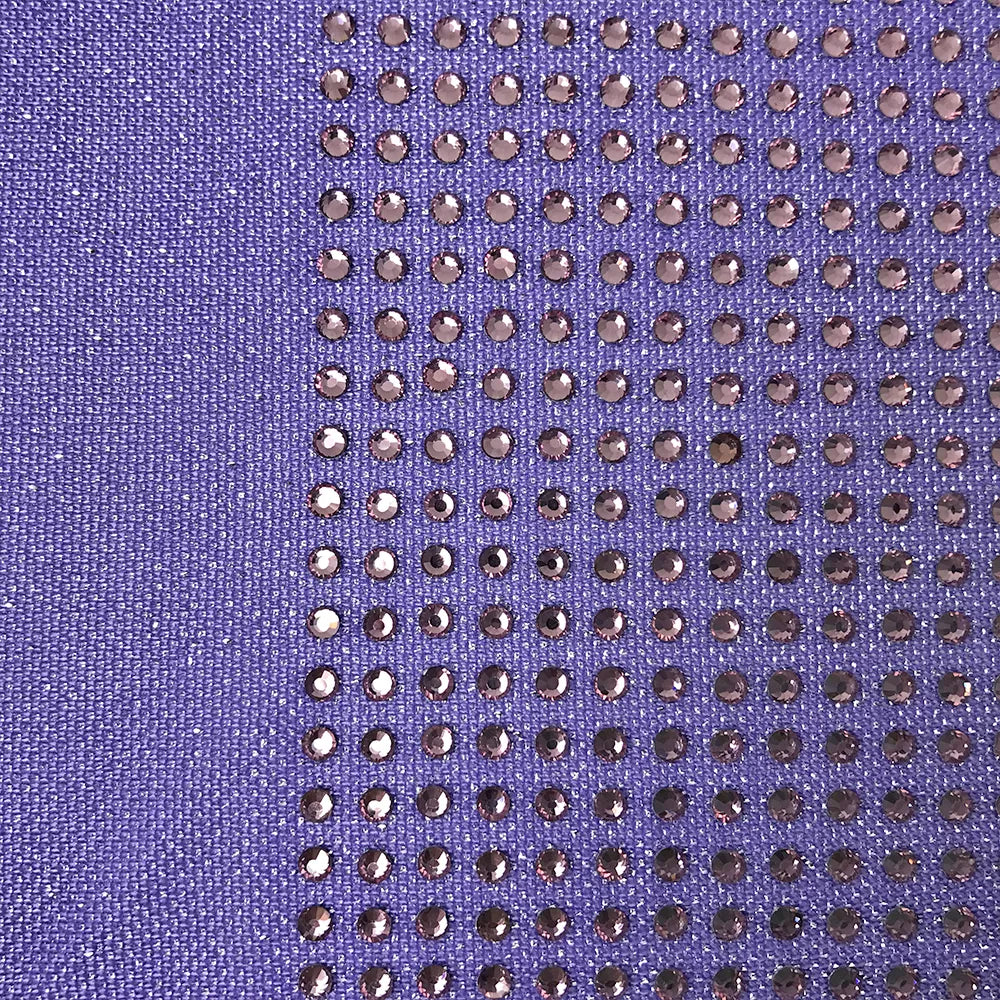 lilac crystal in stretchable lurex violet fabric