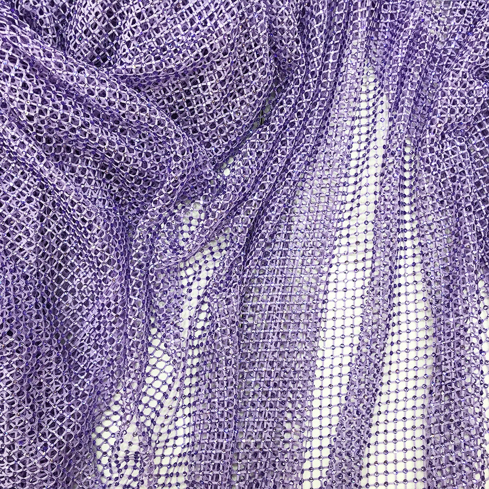 light violet swarovski crystal mesh fabric