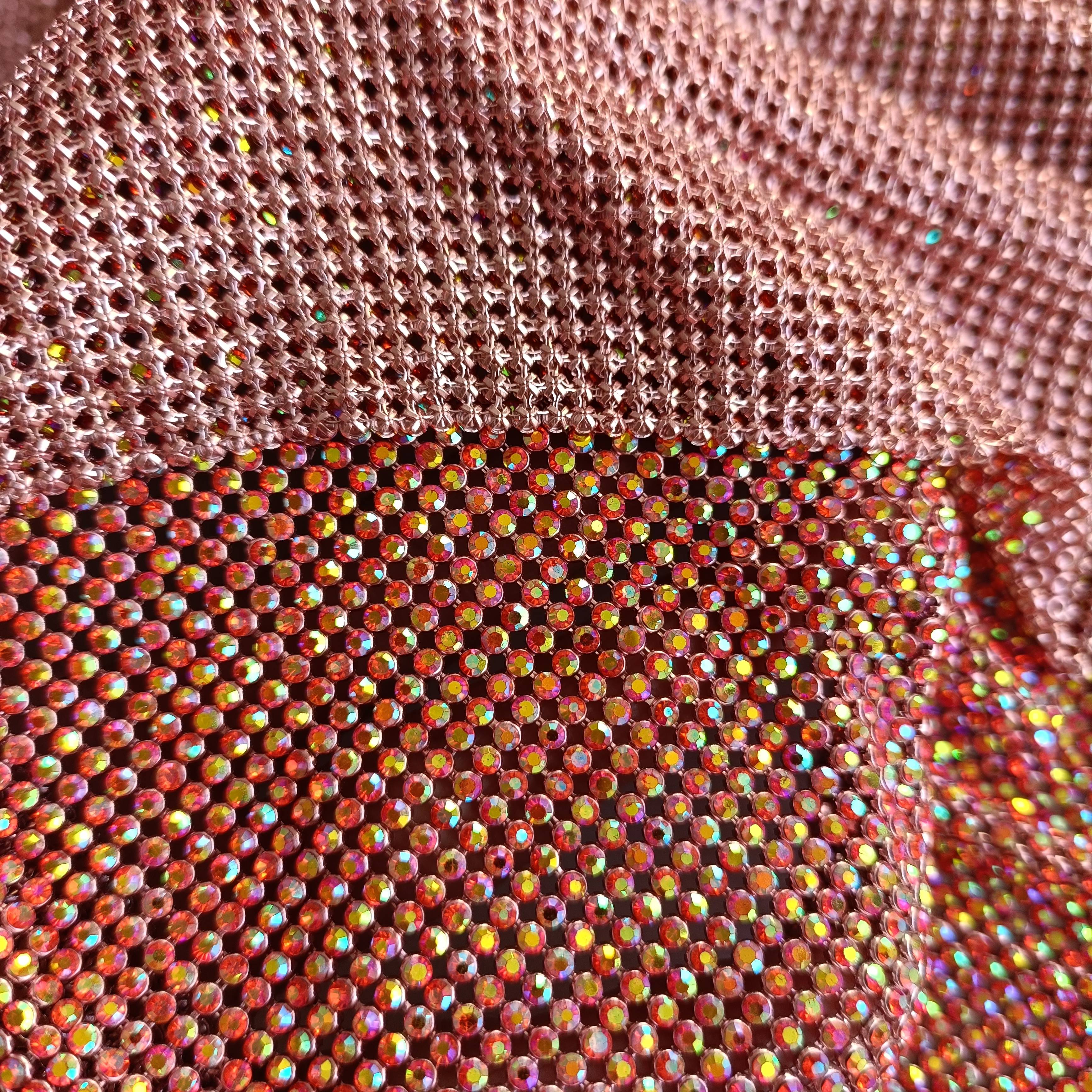 hyacinth ab swarovski 2mm crystal mesh chainmail fabric