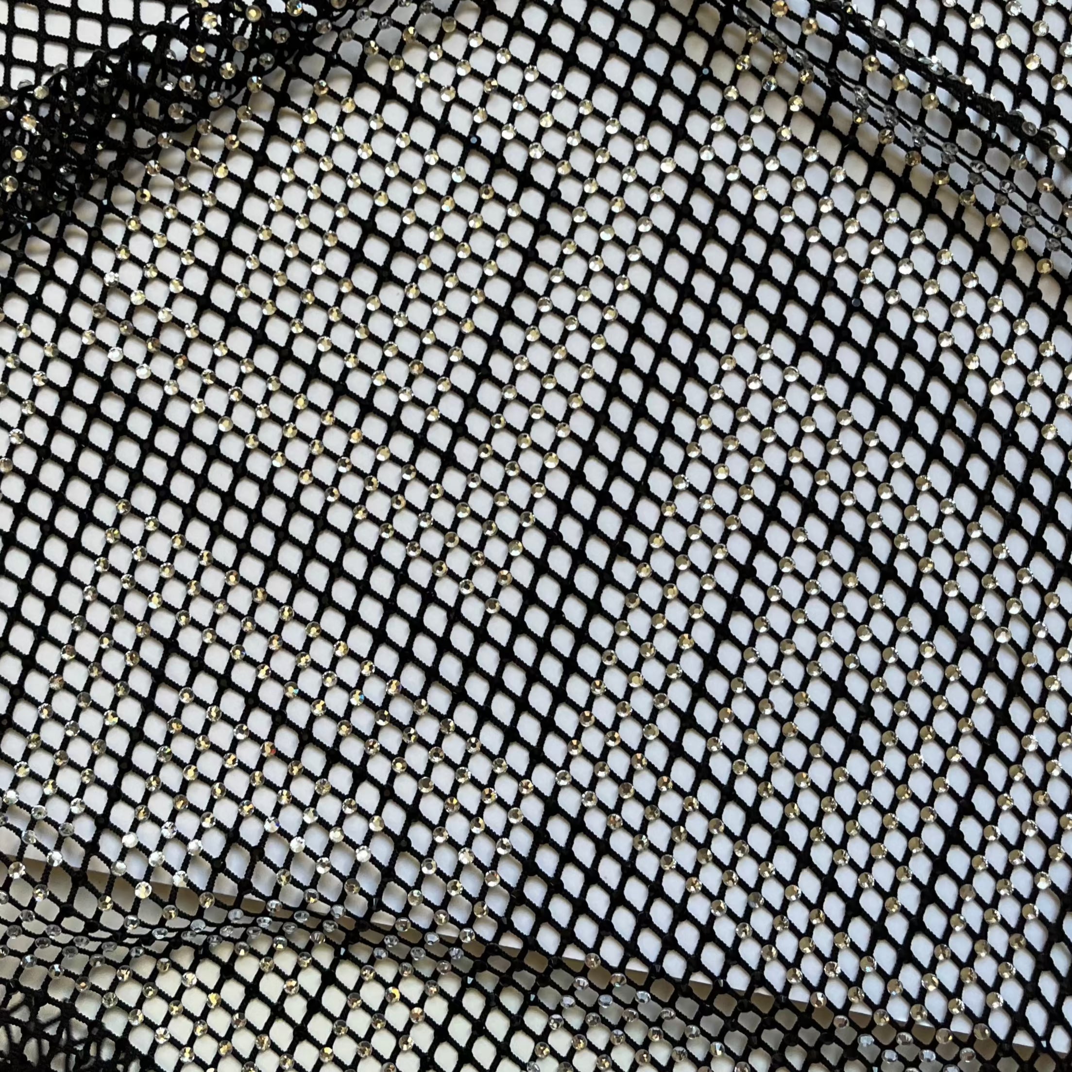 crystal rhinestone fishnet stretchable swarovski fabric