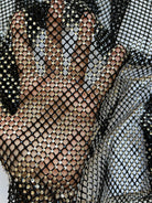 crystal rhinestone fishnet stretchable swarovski fabric