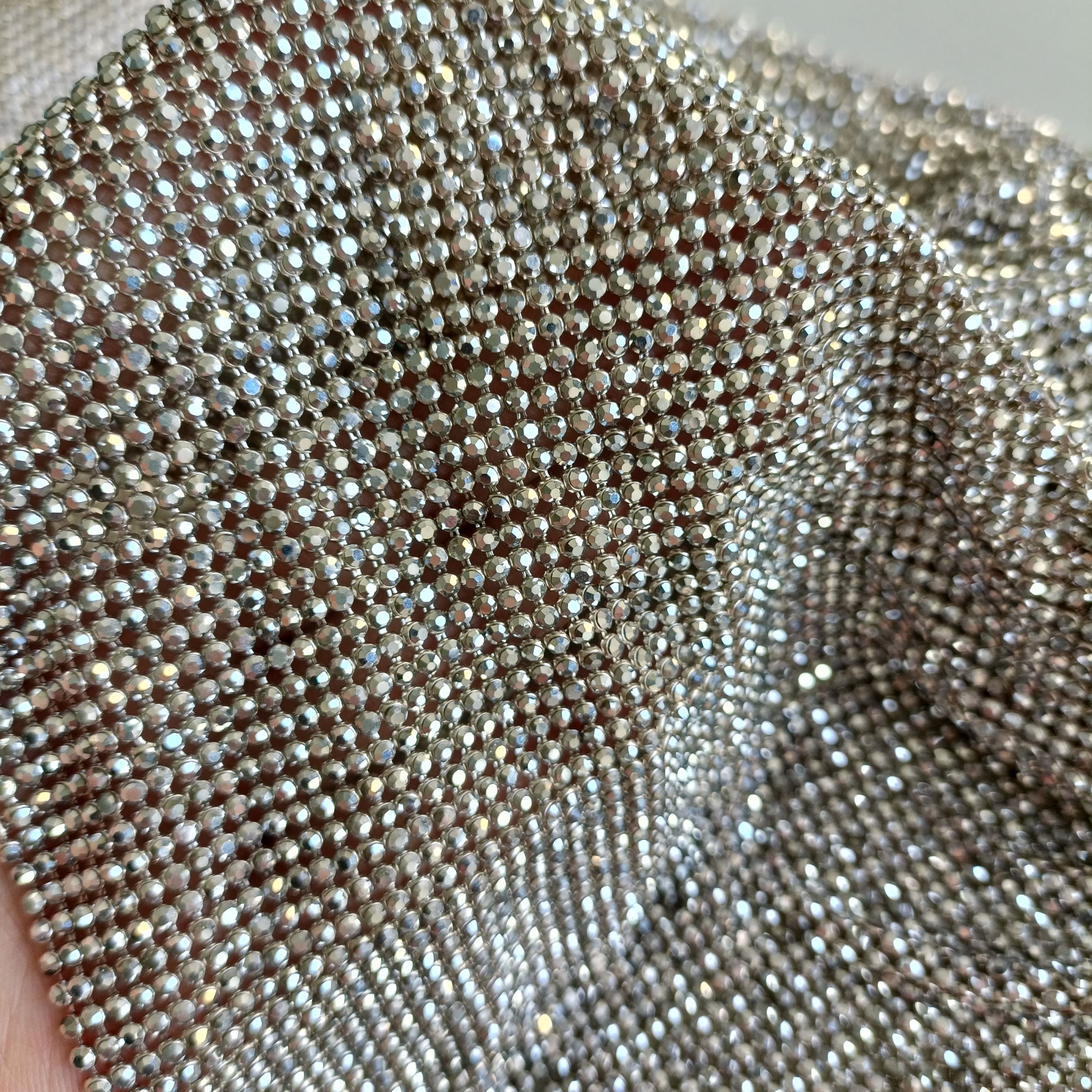 labrador silver crystal mesh 2mm chainmail swarovski fabric