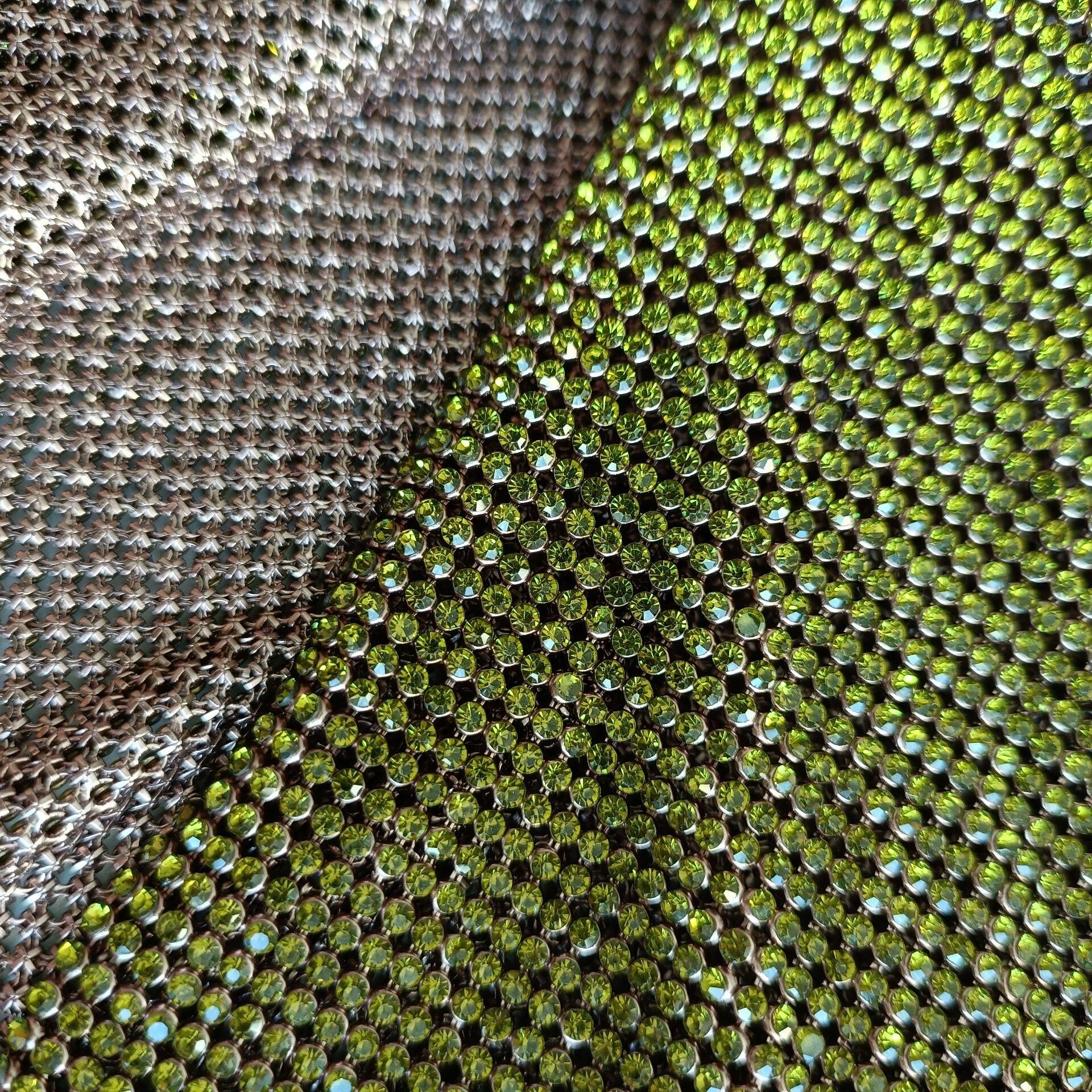 Olivine swarovski crystal mesh chainmail fabric