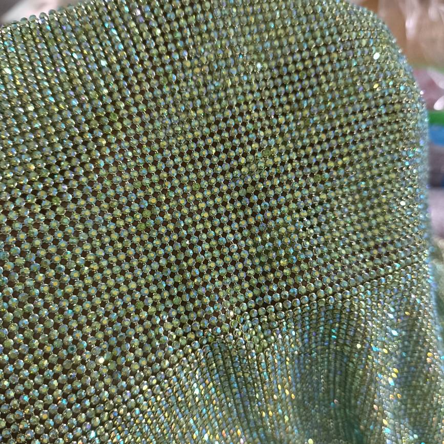 peridot ab crystal mesh fabric 